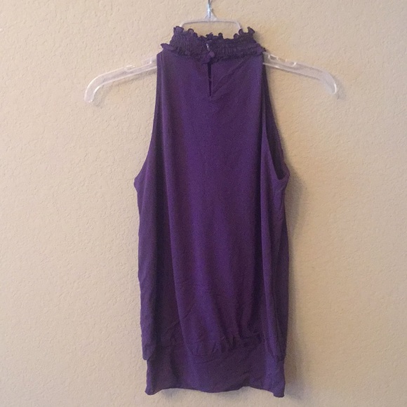 Purple, Sleeveless Blouse With Ruffles - Picture 3 of 4